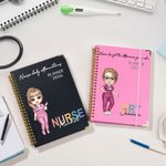 Personalised Cartoon Doctor Nurse Character 2026 Planner A5 Spiral Notebook Pen with Name Nurse Week Appreciation Gift for Medical Staff