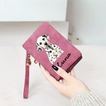 Portafoglio da polso personalizzato in pelle PU con nome e scomparti per carte regalo per compleanni e anniversari per amanti degli animali domestici