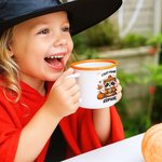 Tasse en Émail 355 ml Personnalisée avec Nom Texte et Motif Fantôme Raton Laveur Citrouille Cadeau Halloween pour Enfants