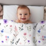 Ensemble personnalisé de couvertures et de bonnets à nœuds avec nom Décoration de la chambre d'enfant Douceur de bébé Anniversaire Cadeau de Noël pour nouveau-né
