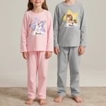 Ensemble de Pyjamas 100% Coton Personnalisé avec Design Animal Nuage Étoile et Nom Vêtement Maison Cadeau d'Anniversaire pour Garçons Filles Enfant