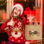Borsa tote riutilizzabile personalizzata in iuta con nome a tema Babbo Natale regalo di Natale per bambini e famiglia