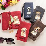 Portafoglio da polso personalizzato in pelle PU con nome e scomparti per carte regalo per compleanni e anniversari per amanti degli animali domestici