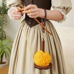 Personalized Retro Style Name Wooden Yarn Spinner with Wristband and Strap Home Decor Birthday Gift for Mother Grandmother Craft Lovers