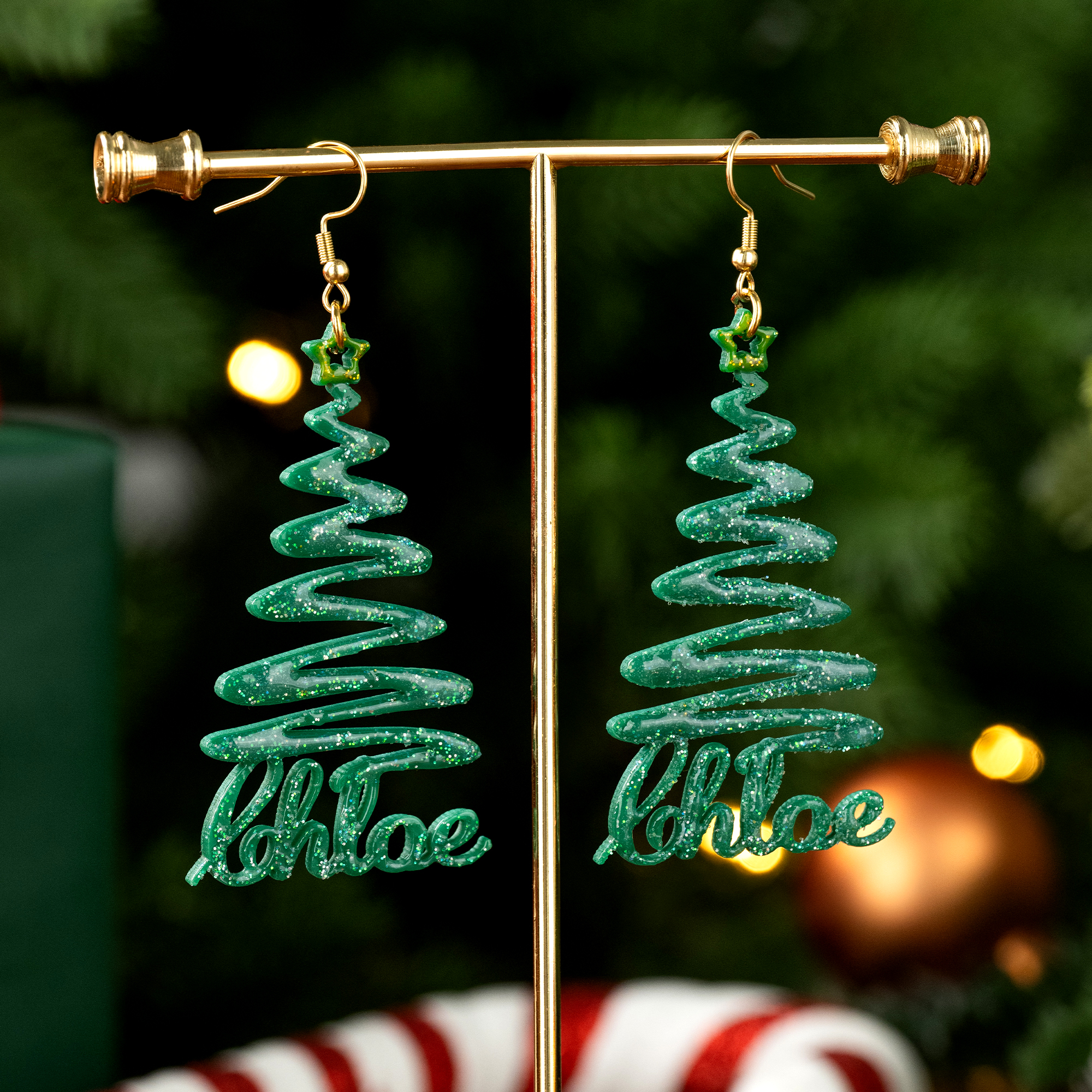 Boucles d'oreilles pailletées en acrylique avec arbre de Noël personnalisé Cadeau de Noël pour les amis Femmes