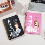 Personalisierte Cartoon Yoga Girl A5 Spiral Journal Notebook 2026 wöchentliche monatliche Planer mit Namen Neujahr Geburtstag Geschenk für Frauen