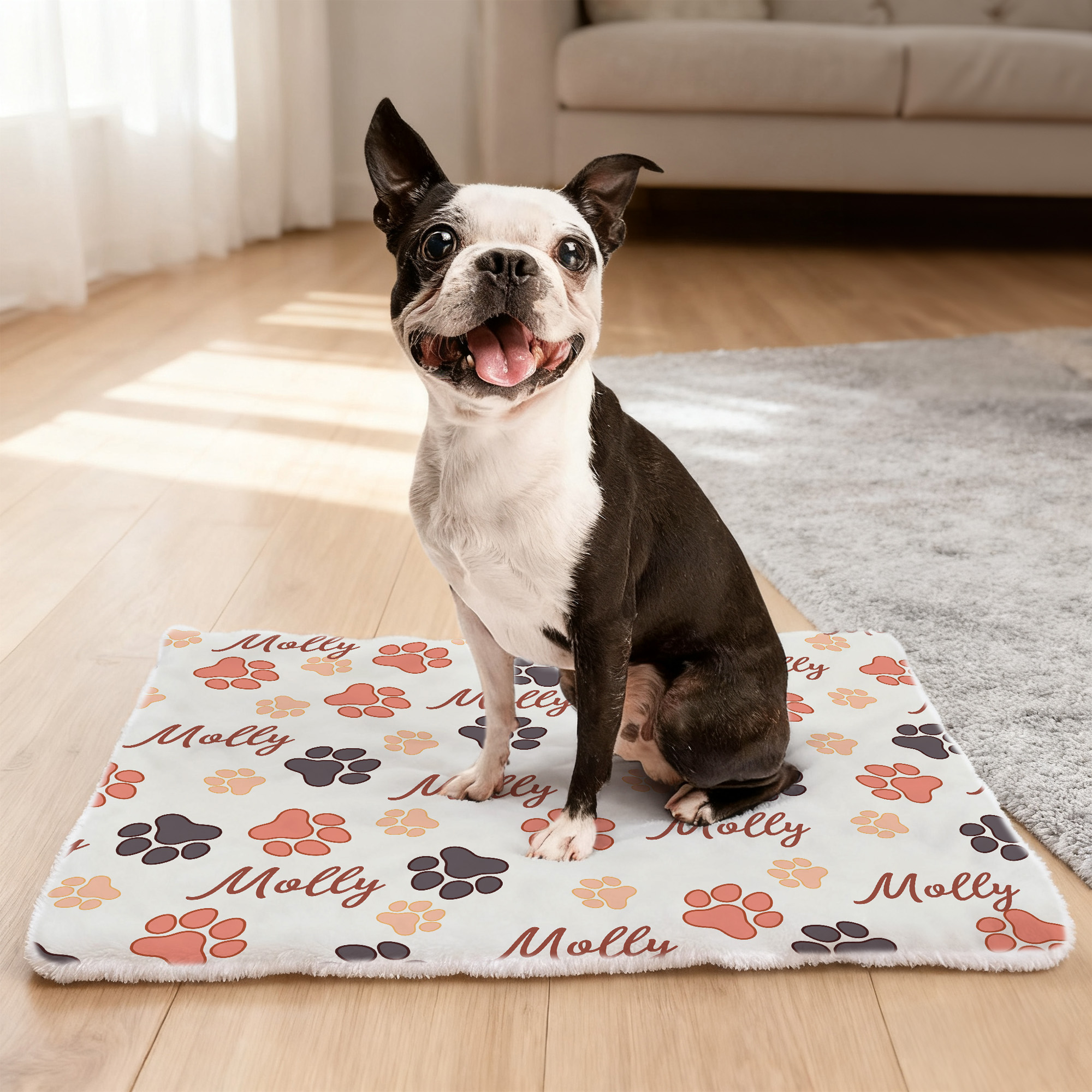 Tapis d'éveil personnalisé avec nom Activités de plein air Fête des animaux Cadeau d'anniversaire pour les propriétaires d'animaux Amoureux