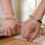 Personalised Love Infinity Waterproof PU Leather Matching Bracelet with Text  Anniversary Birthday Gift for Couple Lover