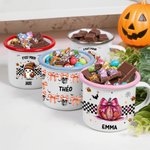 Tasse en Émail 355 ml Personnalisée avec Nom Texte et Motif Fantôme Raton Laveur Citrouille Cadeau Halloween pour Enfants
