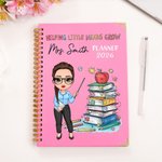 Personalized Books Apple Cartoon Teaching Character 2026 Planner Name A5 Notebook with Weekly Planning Pages Teacher's Day Birthday Gift for Teachers