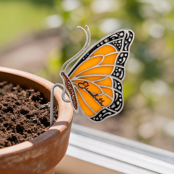 Accalappiatoio personalizzato con nome della farfalla monarca e decorazione del vaso da giardino Regalo di compleanno per donne giardiniere