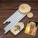 Personalised Photo Paw Print Wood Wind Chime with Text Name and Date Memorial Sympathy Pet Loss Gift for Pet Owner