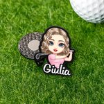 Clip magnetica per cappello personalizzata con personaggio golfista e nome regalo per compleanno e giornata di gioco per giocatori di golf