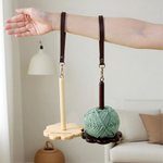 Personalized Retro Style Name Wooden Yarn Spinner with Wristband and Strap Home Decor Birthday Gift for Mother Grandmother Craft Lovers