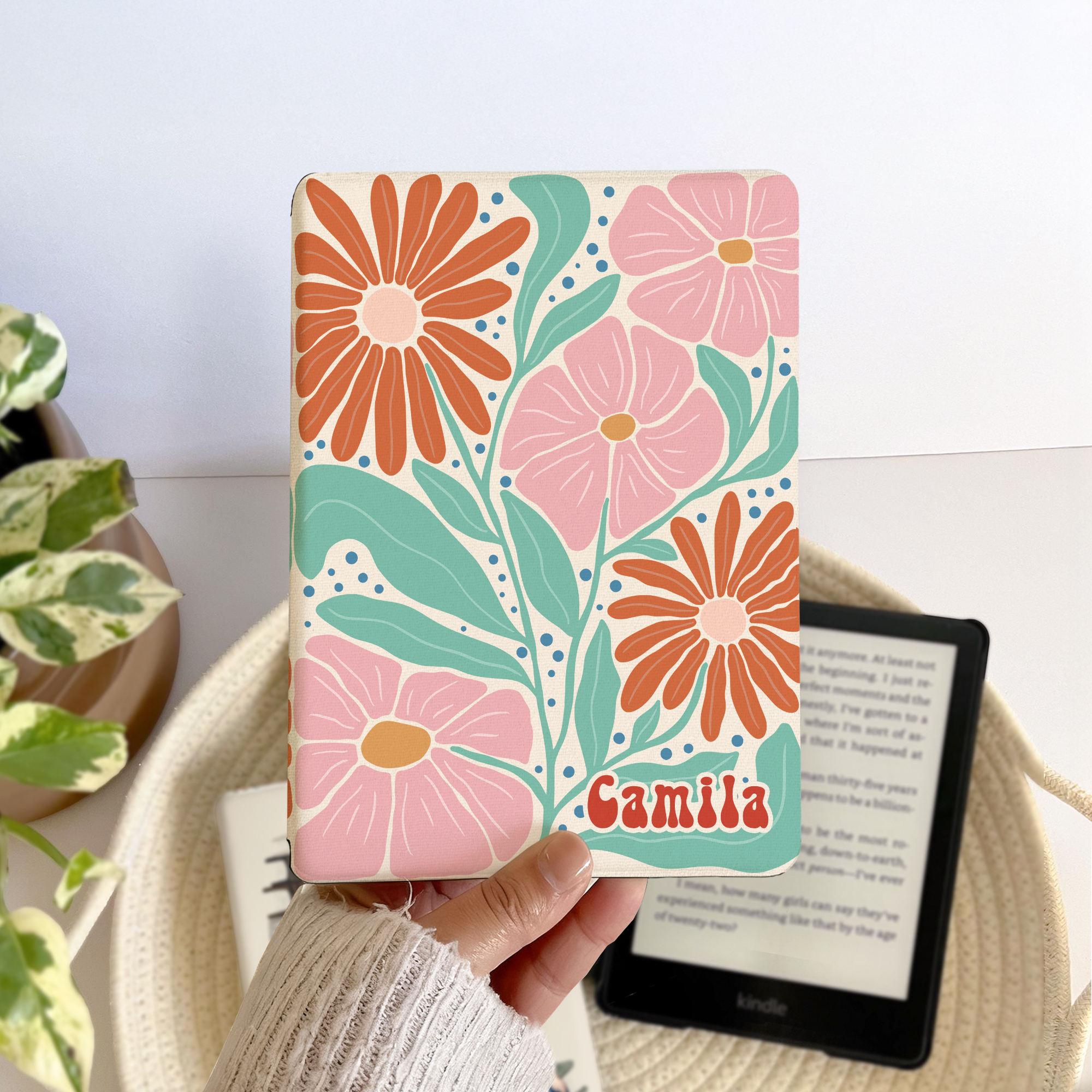 Etui magnétique portable Kindle personnalisé avec nom Club de lecture Cadeau d'anniversaire pour les amoureux des livres Rats de bibliothèque