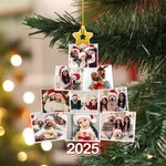 Personalised 2025 Christmas Tree 9 Photos Acrylic Hanging Ornament Tree Decoration Funny Christmas Gift for Family Friends