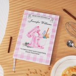 Personalized Watercolor Mixer Checkered Baking Recipe Notebook with Text and Name Kitchen Bakery Gift for Moms Grandmas Bakers