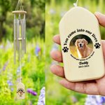 Personalised Photo Paw Print Wood Wind Chime with Text Name and Date Memorial Sympathy Pet Loss Gift for Pet Owner