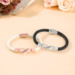 Personalised Love Infinity Waterproof PU Leather Matching Bracelet with Text  Anniversary Birthday Gift for Couple Lover