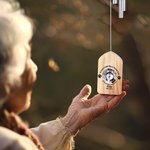 Personalised Photo Paw Print Wood Wind Chime with Text Name and Date Memorial Sympathy Pet Loss Gift for Pet Owner