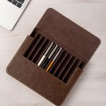 Personalised Retro Initial Name PU Leather Pen Case with 6/12 Slots Birthday Christmas Gift for Men Officers