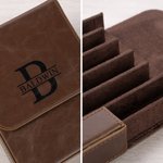 Personalised Retro Initial Name PU Leather Pen Case with 6/12 Slots Birthday Christmas Gift for Men Officers