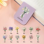 Personalised Birth Flower Multicolour Magnetic PU Leather Bookmark Clip with Name Daily Use Birthday Gift for Book Lovers