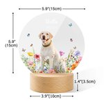 Personalized Floral Pet Photo LED Night Light with Name Date and Wooden Base Sympathy Memorial Loss of Pet Gift for Pet Owners Lovers