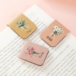 Personalised Birth Flower Multicolour Magnetic PU Leather Bookmark Clip with Name Daily Use Birthday Gift for Book Lovers