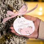 Gepersonaliseerde Houten Baby's Eerste Kerstbal met Gepersonaliseerde Naam Kerstcadeau voor een Nieuwe Baby