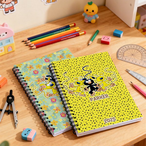 Personalized Cute Long-Tailed Marsupilami A5 Spiral Notebook with Name and Year Birthday Gift for Boys Girls | Callie × Marsupilami®