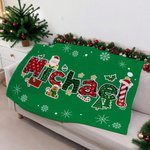 Personalized Christmas Reindeer Santa Claus Name Soft Throw Blanket Home Decor Christmas Party Gift for Kids Family Friends