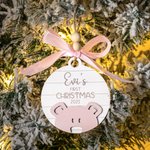 Gepersonaliseerde Houten Baby's Eerste Kerstbal met Gepersonaliseerde Naam Kerstcadeau voor een Nieuwe Baby
