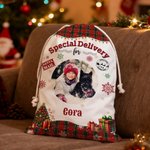 Personalisierte Weihnachtsbaum Schneeflocke karierte Weihnachten Geschenk Tasche mit Namen und Foto Weihnachtsgeschenk für Jungen Mädchen