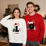 Personalised Christmas Trees Snowmen Multicolour Sweatshirt Hoodie with Initial and Name Christmas Gift for Family Friends