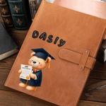 Cahier de notes A5 en cuir avec pochette de rangement Cadeau d'anniversaire de fin d'études pour les diplômés