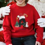 Personalised Christmas Trees Snowmen Multicolour Sweatshirt Hoodie with Initial and Name Christmas Gift for Family Friends