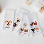 Henkilökohtainen lemmikkieläinten kasvojen valokuvamuotoilu Pehmeä mikrokuituvahvisteinen vohveliteepyyhe, jossa on kirjailtu nimi Syntymäpäivä muistolahja lemmikkieläinten ystäville