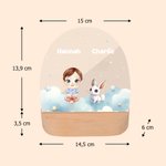 Personalisiertes Cartoon Figur Tier Ovales LED-Nachtlicht mit Namen Sternzeichen und Holzsockel Geburtstag Weihnachten Geschenk für Kinder