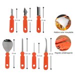7 Outils de Sculpture Citrouille Set Personnalisé avec Nom et Motif Citrouille sur le Sac de Rangement Cadeau Halloween pour Famille Enfants