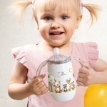Personalized Bear Raccoon Deer Forest Animal 10 oz Food-Grade Insulated Sippy Cup with Name and Handle Baby Shower Birthday Gift for Kids