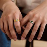 Personalised Square Birthstone Ring Dainty Jewellery Daily Wear Birthday Anniversary Gift for Men