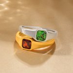 Personalised Square Birthstone Ring Dainty Jewellery Daily Wear Birthday Anniversary Gift for Men