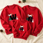 Personalised Christmas Trees Snowmen Multicolour Sweatshirt Hoodie with Initial and Name Christmas Gift for Family Friends