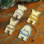 Personalised Cute Line Dog Back View Wooden Ornament with Name and Lanyard Christmas Tree Home Decor Christmas Gift for Family Friends Dog Lovers