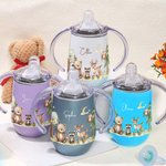 Personalized Bear Raccoon Deer Forest Animal 10 oz Food-Grade Insulated Sippy Cup with Name and Handle Baby Shower Birthday Gift for Kids
