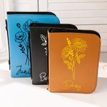 Personalizada Flor de Nacimiento Versículos de la Biblia PU Leather Book Cover with Name Birthday Anniversary Gift for Christians Women