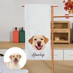 Henkilökohtainen lemmikkieläinten kasvojen valokuvamuotoilu Pehmeä mikrokuituvahvisteinen vohveliteepyyhe, jossa on kirjailtu nimi Syntymäpäivä muistolahja lemmikkieläinten ystäville