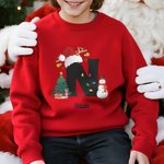 Personalisiertes Schneemann Hoodie Weihnachtspullover Sweatshirt mit Initiale und Namen Weihnachtsgeschenk für Familie Freunde