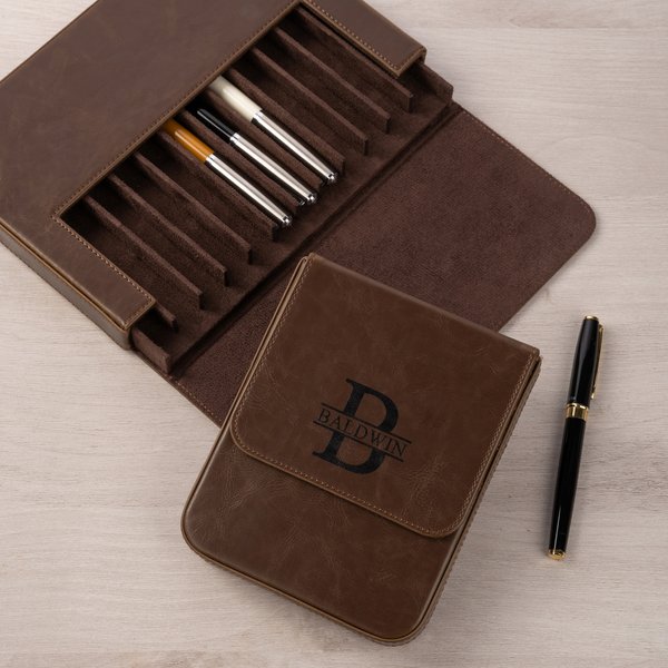 Personalisierte Retro Initial Name PU Leder Stift Fall mit 6/12 Slots Geburtstag Weihnachten Geschenk für Männer Offiziere